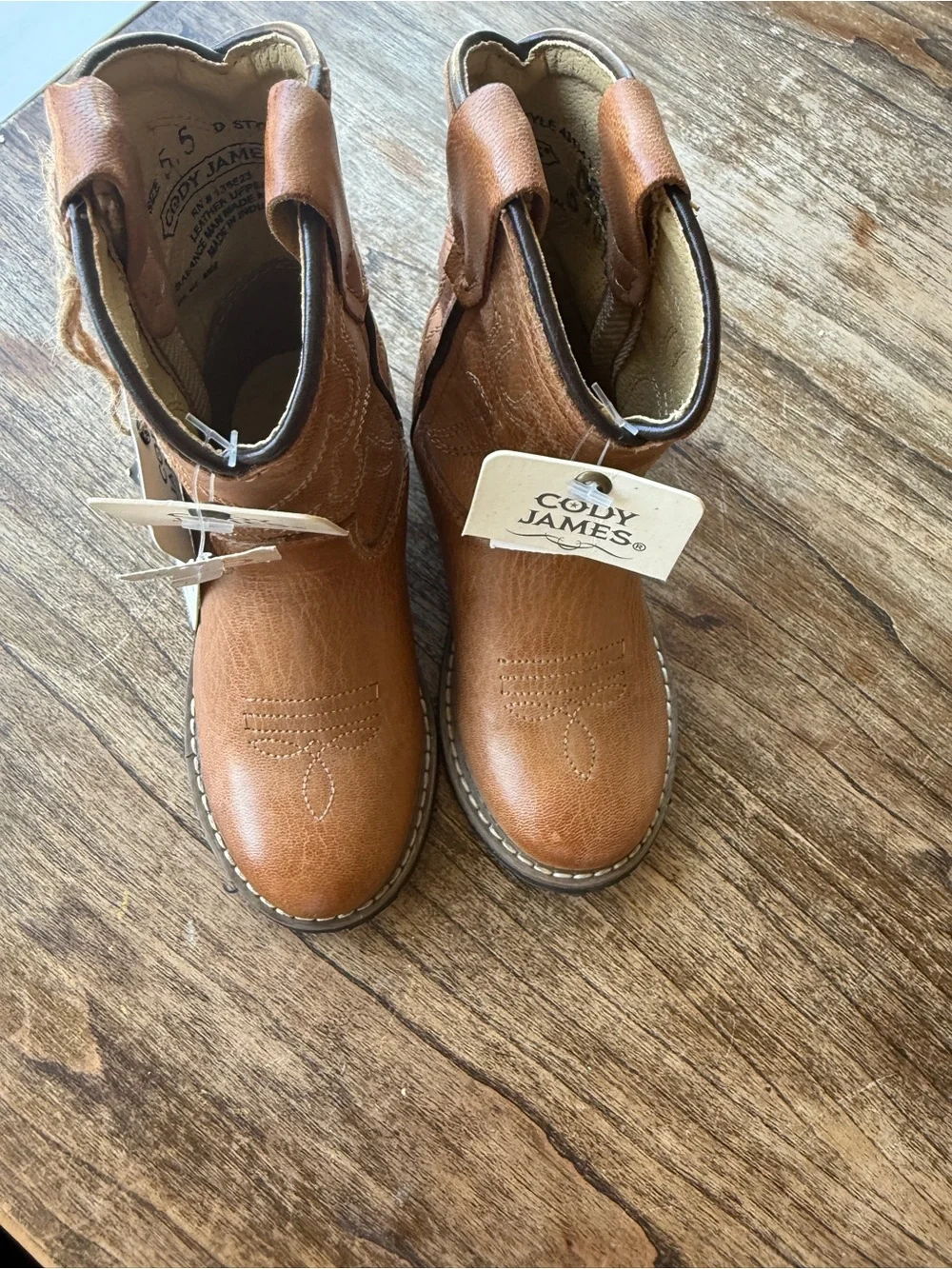 Cody James Chestnut Brown Toddler Western Cowboy Boots with Rubber Sole Size 5.5